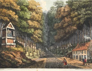 Indgang til Foret de Soigne, hvor de to veje fra Bruxelles mødes